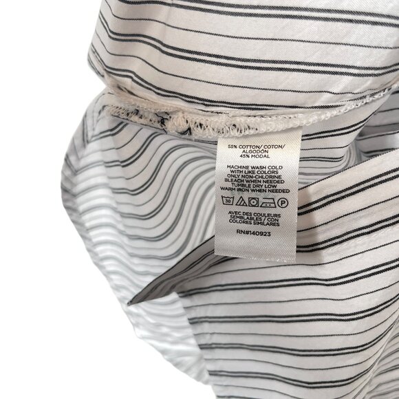 LOFT Striped Drawstring Tunic Shirt Top Small White Gray Business Casual Stretch - Picture 9 of 12